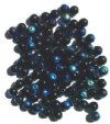 100 6mm Opaque Black AB Round Glass Beads